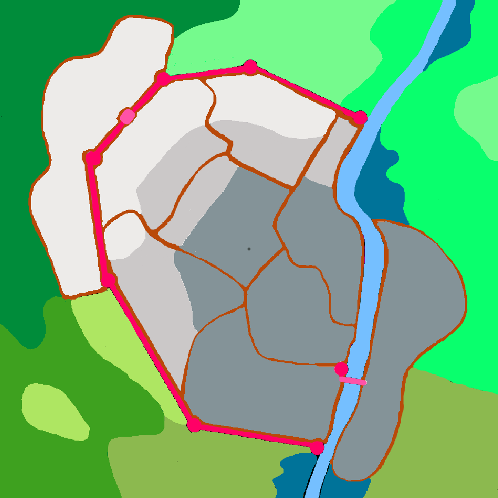 Topographic and biome map of the Town of Silverwall